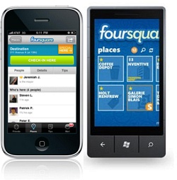 Porovnn vzhledu aplikace Foursquare na iPhone a Windows Phone