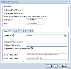 Obr. 3: Konfigurace VPN serveru pro pipojen mobilnch zazen protokolem IPsec