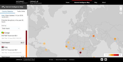 Oracle poskytuje zdarma mapu naruen internetovho provozu
