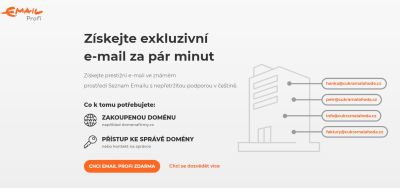 Seznam.cz spout Email Profi, emailov schrnky s vlastn domnou