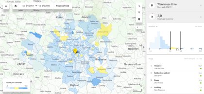 Obr. 02 - Analýza zákaznické báze dle počtu objednávek na zákazníka. Na mapě analyzujete, ve kterých oblastech se nacházejí zákazníci, kteří u vás často objednávají.