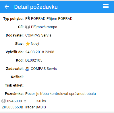 Obr. 3: Detail požadavku Obr. 3: Detail požadavku