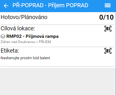 Obr. 4: Příjem materiálu – skenování etiket Obr. 4: Příjem materiálu – skenování etiket