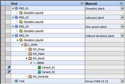 Obr. 2: Specifikace vrobk v COMES MOM