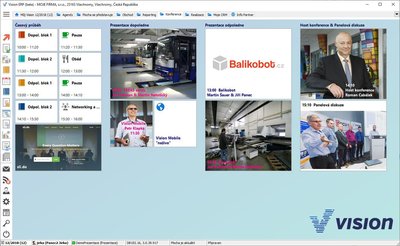 Pro konferenci Vision ERP nastavil administrtor speciln pracovn plochu, ze kter se prezentujc dostali pmo na svoji prezentaci, dotazy i do mobiln aplikace.