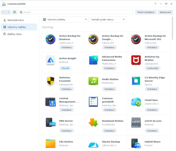 Obr. 6. Aplikace pro zazen Synology jsou snadno dostupn z Centra balk.