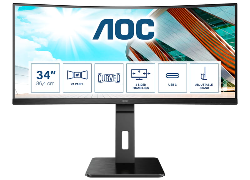AOC uvd na trh zakiven ultrairok monitor s USB hubem