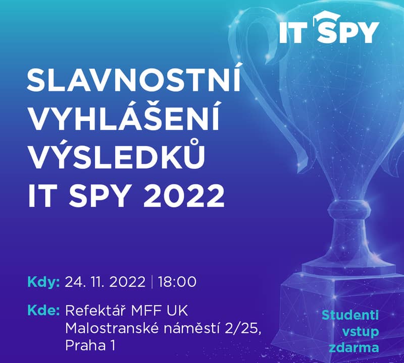 Slavnostní finále soutěže IT SPY 2022 uvidíte ve streamu